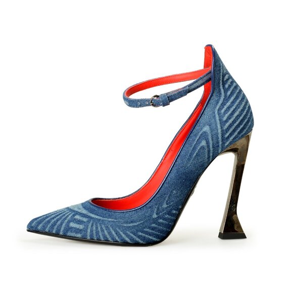 Scuderia Ferrari Women's "Denim Decollete" Denim Leather Pump Shoes US 7 IT 37 - Picture 2 of 8